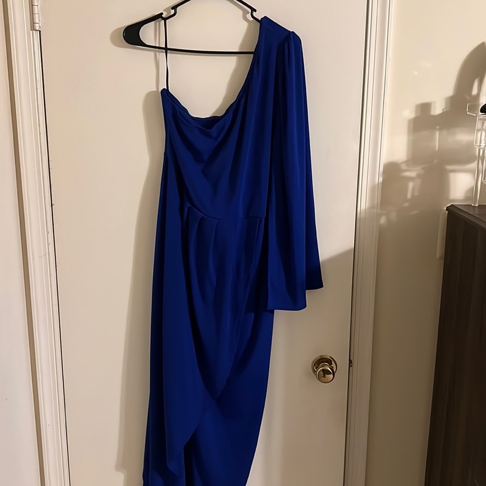 Blue one shoulder dress. Polyester size 3X.